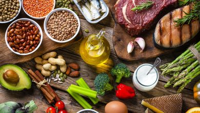 Fresh healthy organic food for balanced diet on wooden table